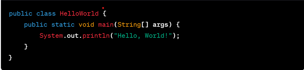 java syntax hell world code