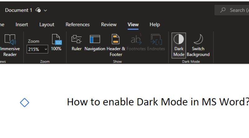 ms word dark mode on web