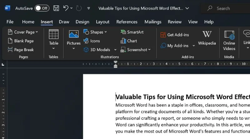 Tips for using Microsoft Word